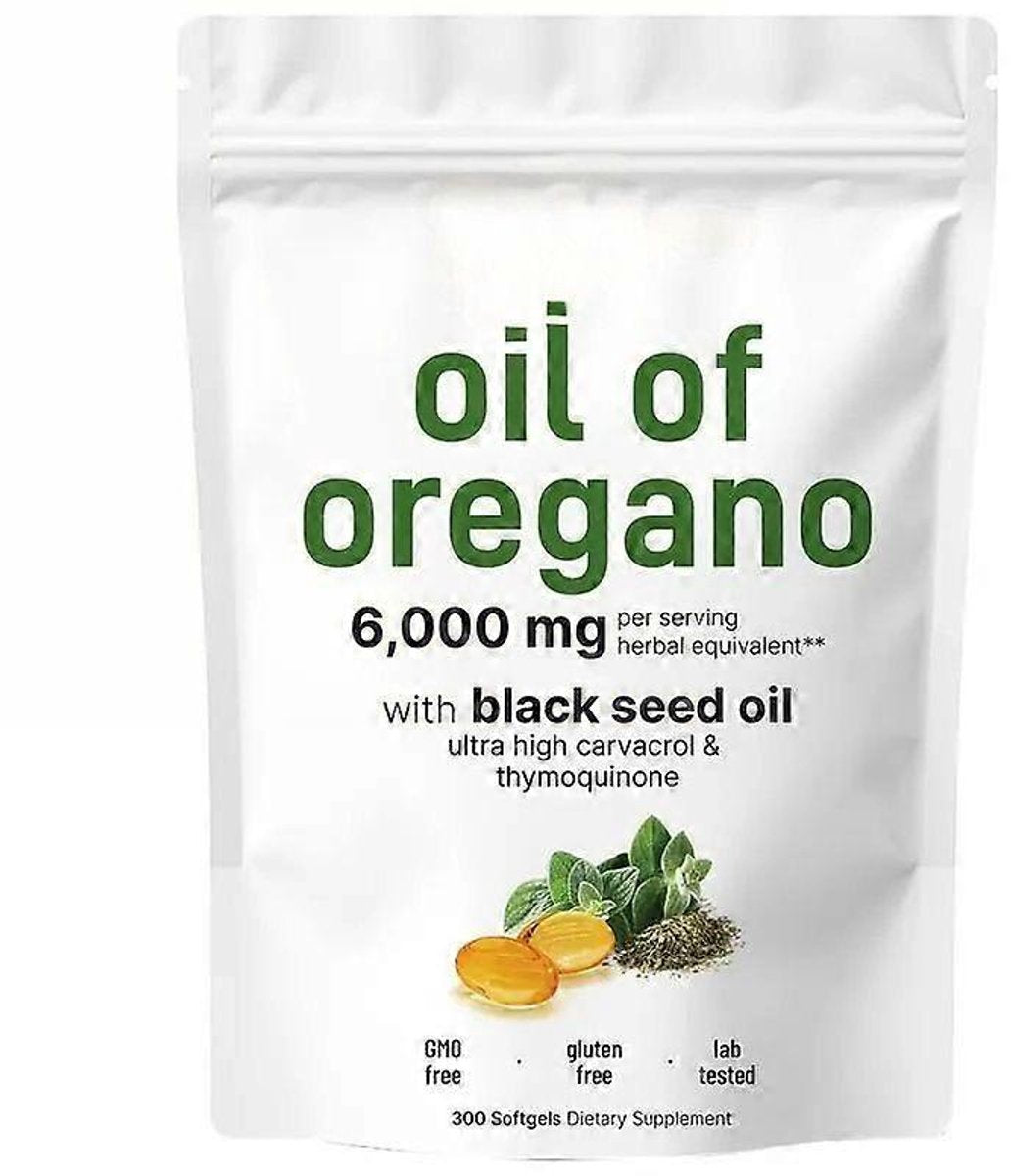 Oregano oil + Black Seed oil Softgels – 6000 mg sterkte - 300 capsules